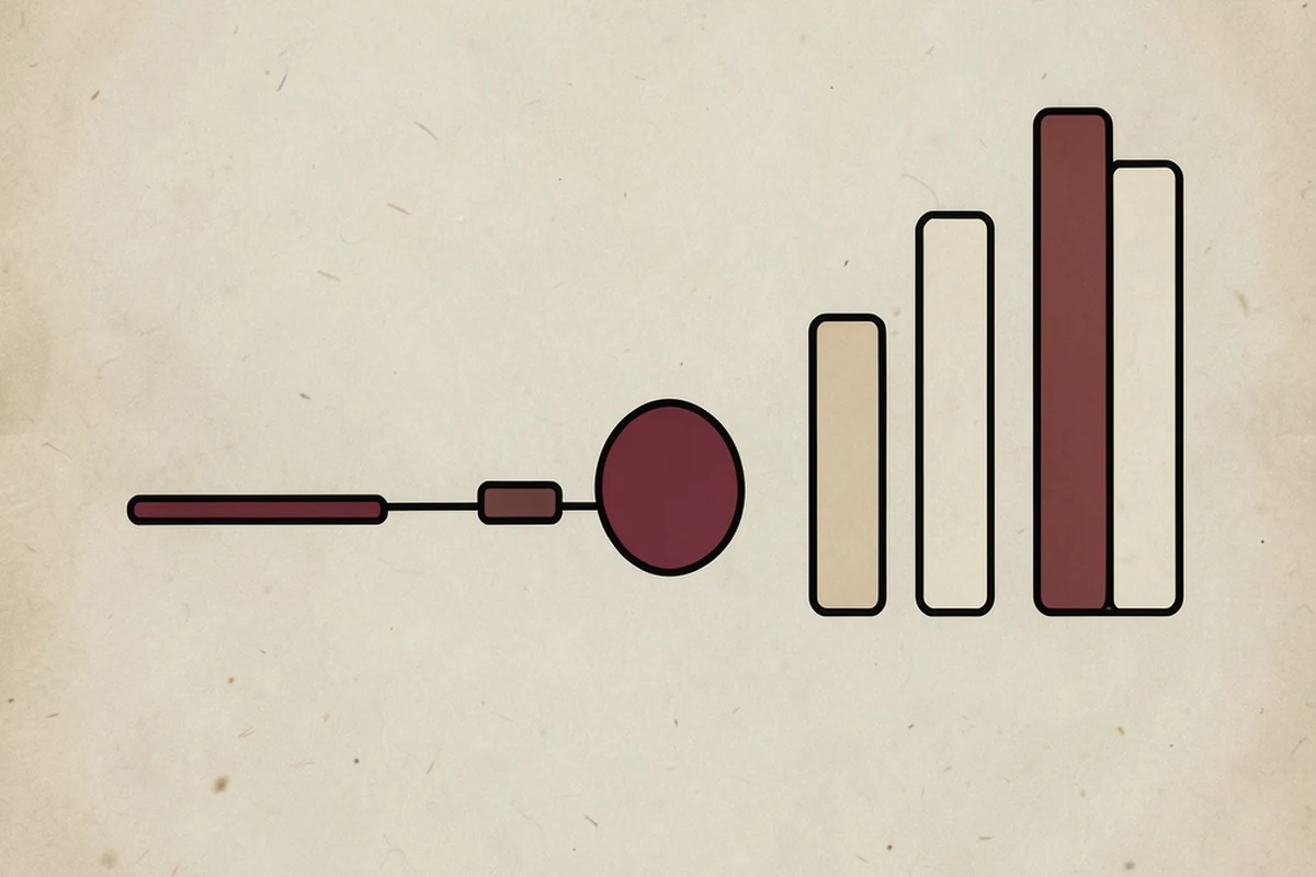A horizontal timeline with a marker at the one-year point, shorter bars before it and taller bars after it, representing how a longer holding period changes an outcome
